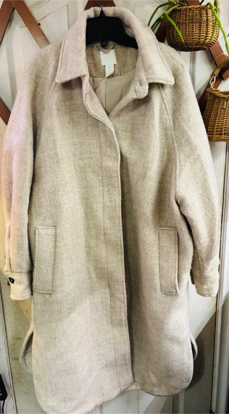 H&M Beige Coat - Size M image indicator(2)