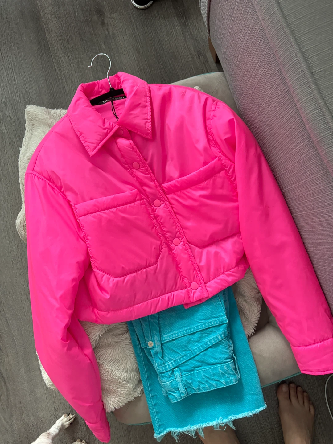 Zara Pink Puffer Jacket Size S