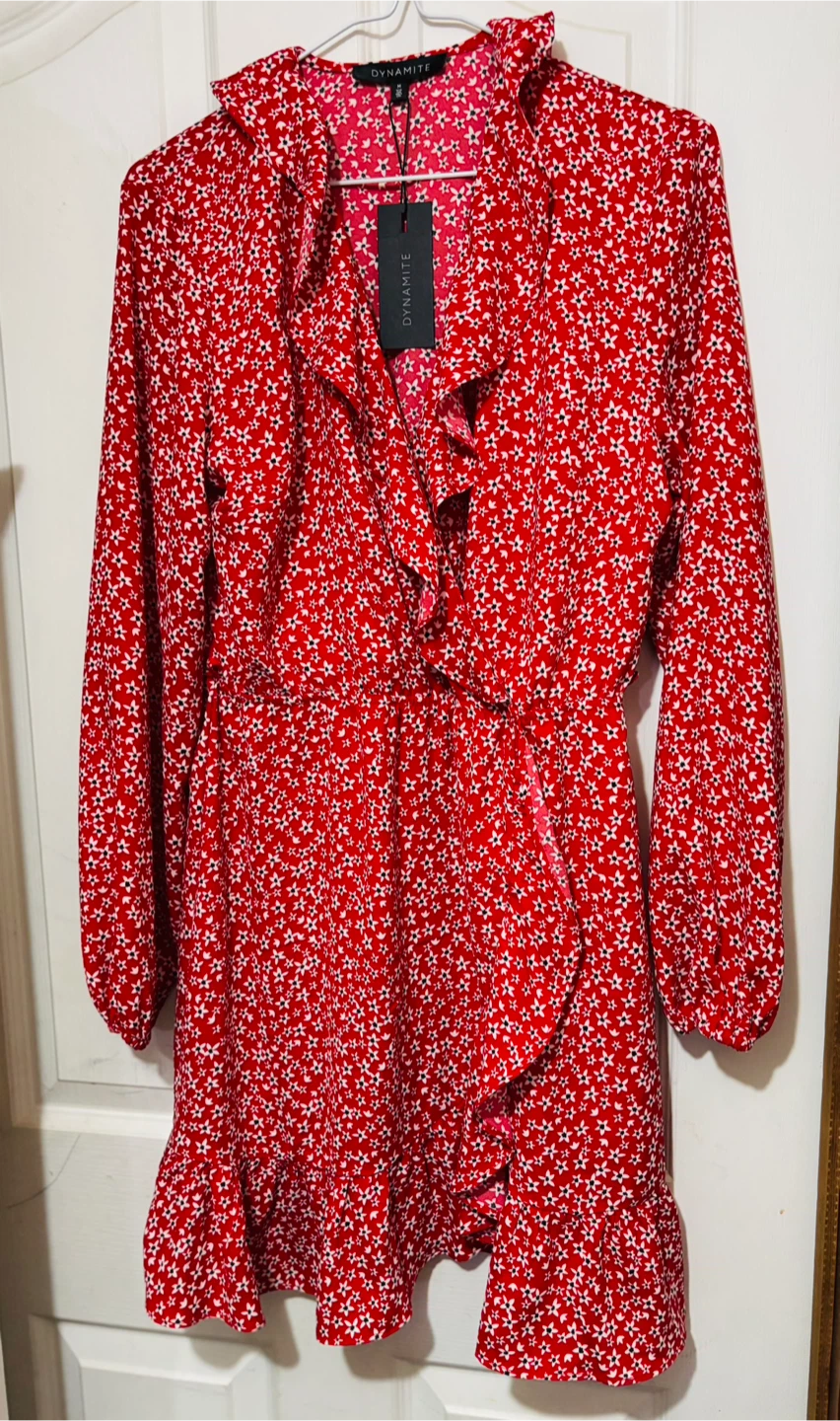 Dynamite Selina Red Floral Dress - Size M