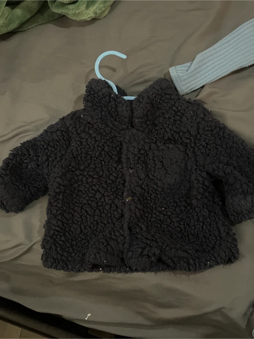 Baby Blue Ribbed Footed Pajamas & Black Fleece Jacket image indicator(2)