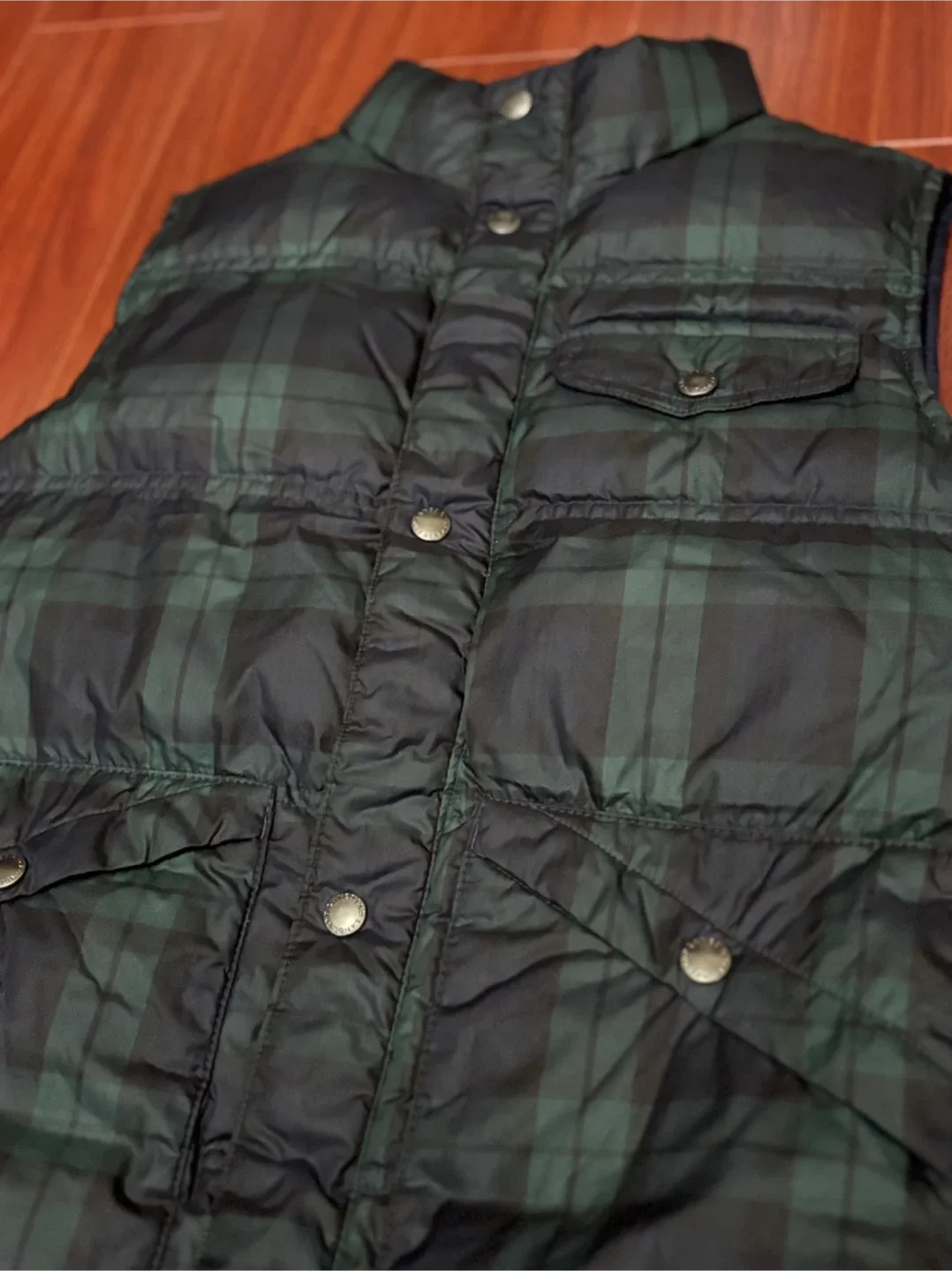 (Kids) Lands' End Plaid Puffer Vest - Size M (10-12) image indicator(2)
