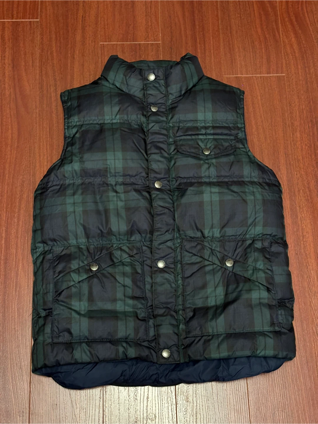 (Kids) Lands' End Plaid Puffer Vest - Size M (10-12)