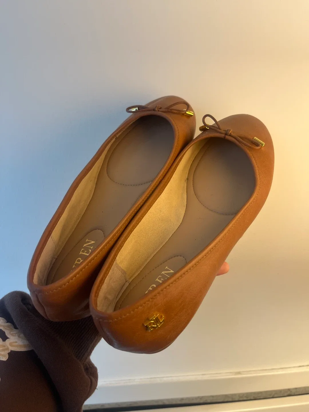 Ralph Lauren Brown Leather Ballet Flats