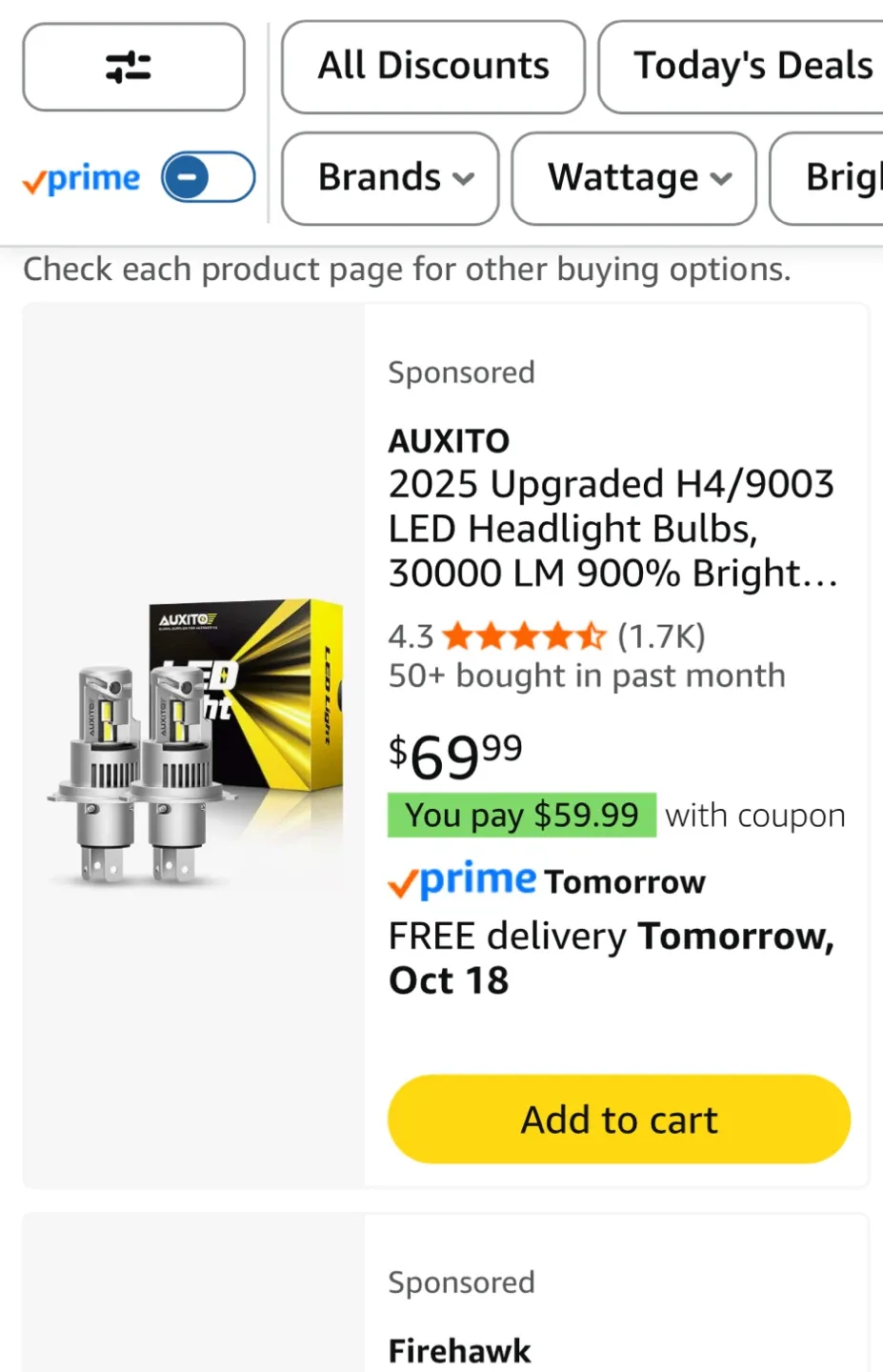 New AUXITO H4/9003 LED Headlight Bulbs thumbnail