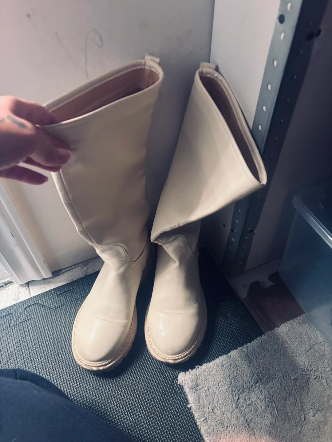 Beige Knee High Boots - Size 7 (EU 37)