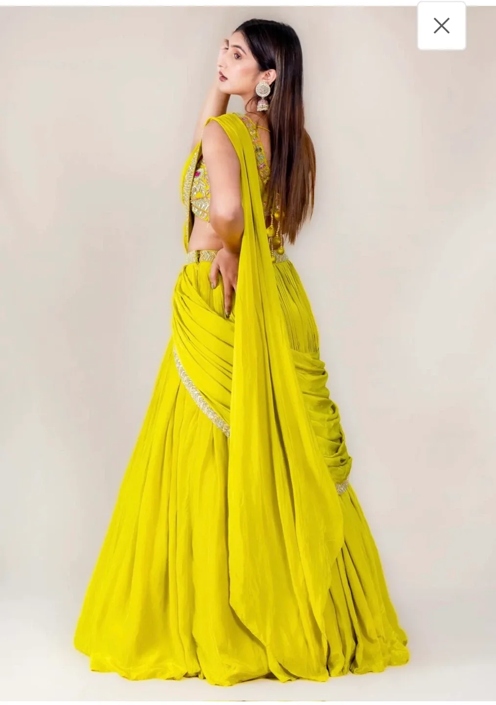 Yellow Lehenga Saree image indicator(4)