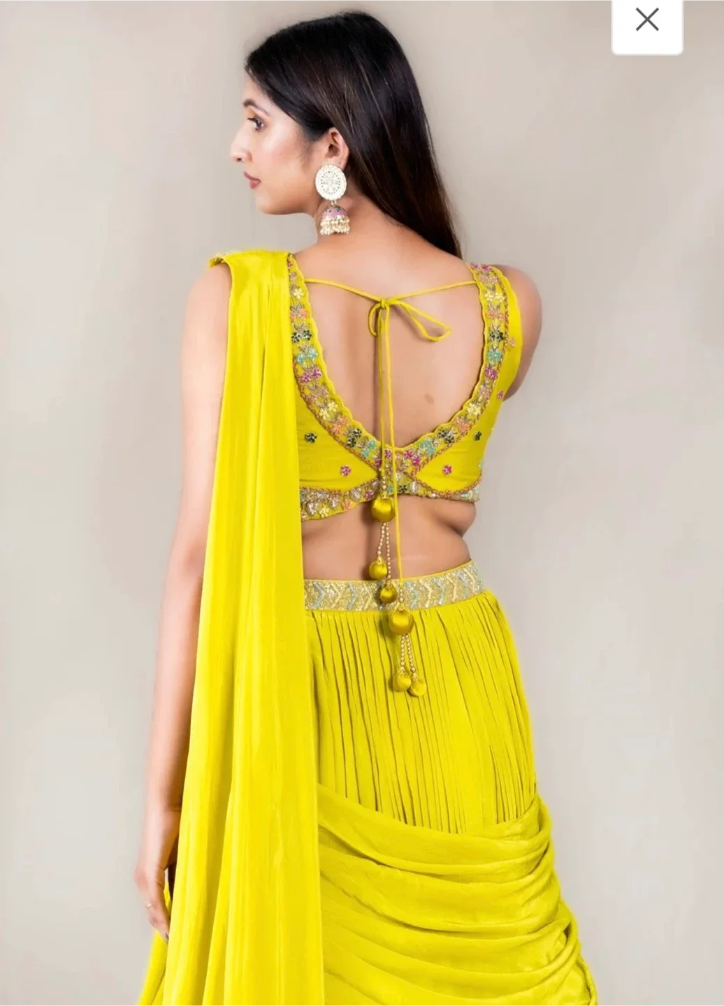 Yellow Lehenga Saree image indicator(3)