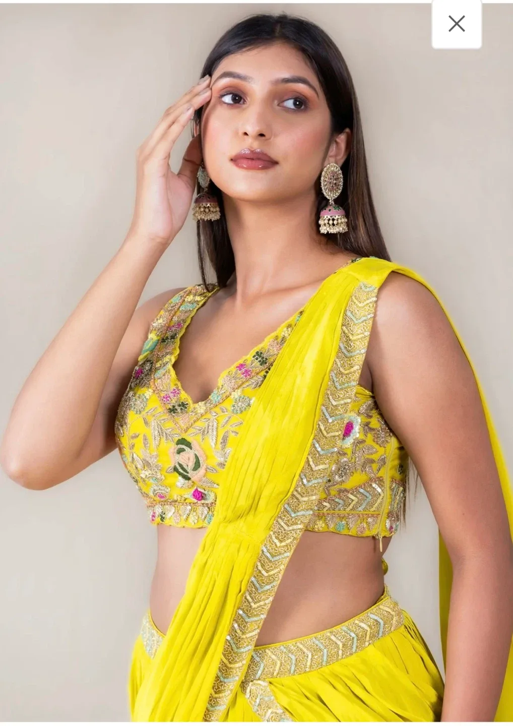 Yellow Lehenga Saree image indicator(2)