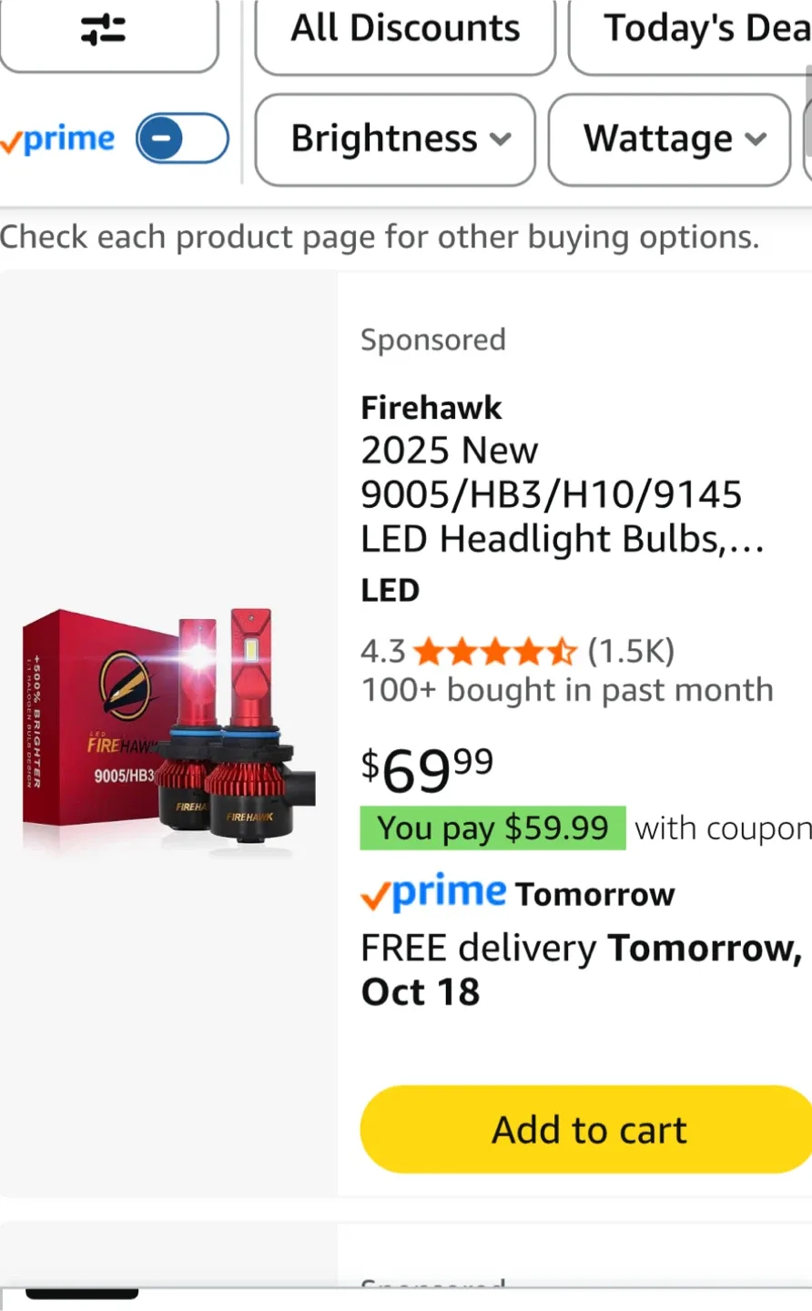 Firehawk 2025 New 9005/HB3 LED Headlight Bulbs thumbnail