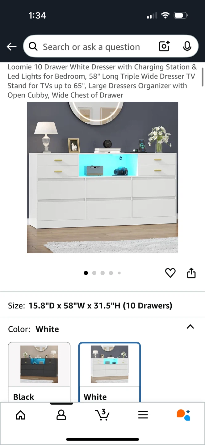 Loomie 10 Drawer White Dresser
