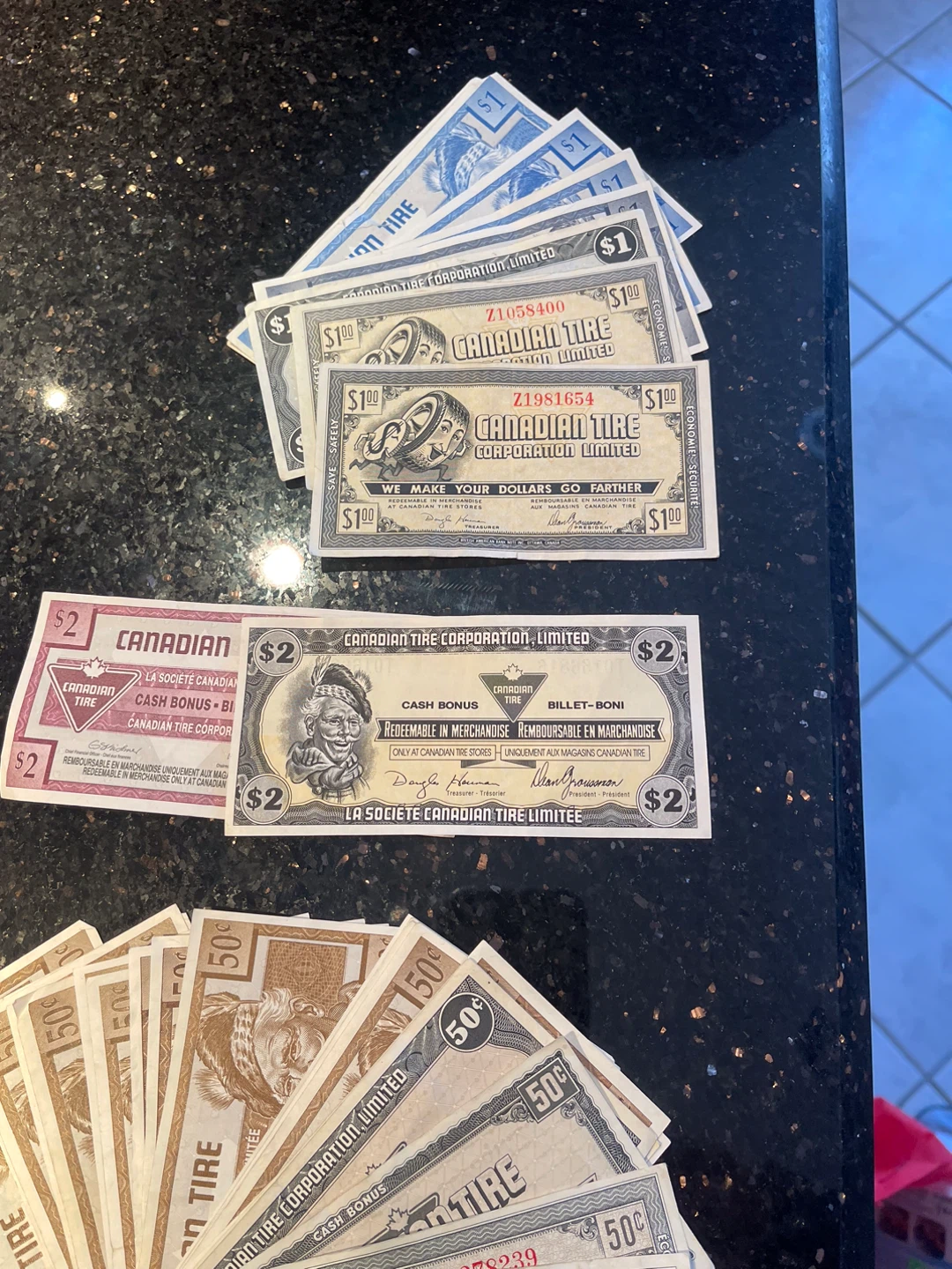 My wife’s Canadian Tire Money & Gift Certificates