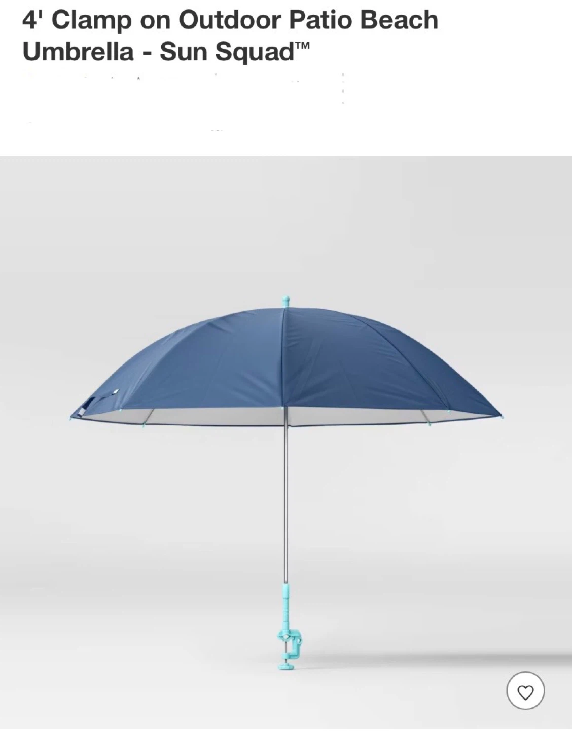 New 4' Clamp on Outdoor Patio Beach Umbrella - Sun Squad