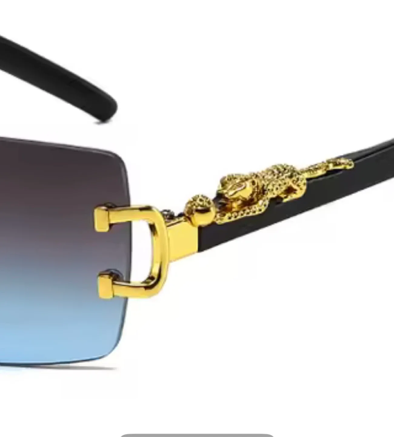 Rimless Sunglasses with Gold Jaguar Detail