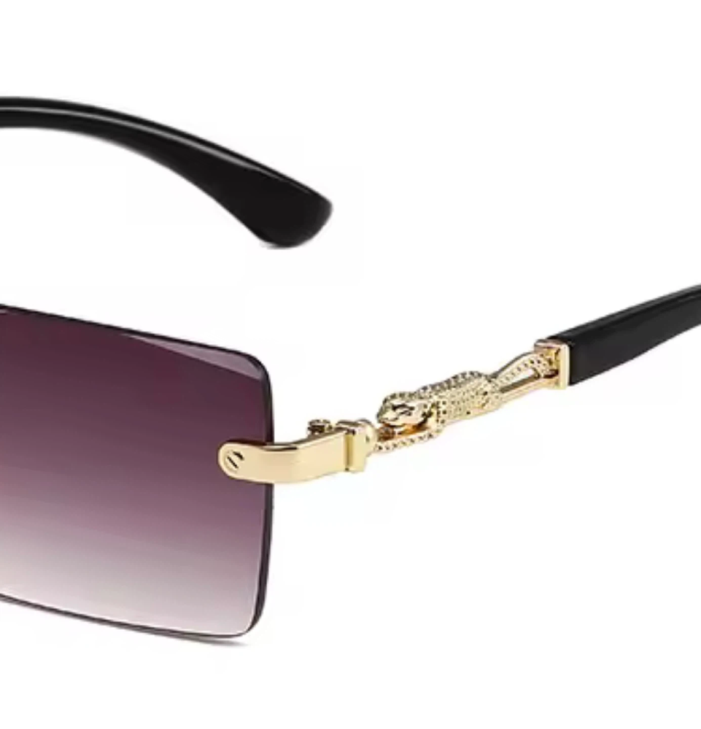 Rimless Sunglasses with Gold Jaguar Detail - photo 2