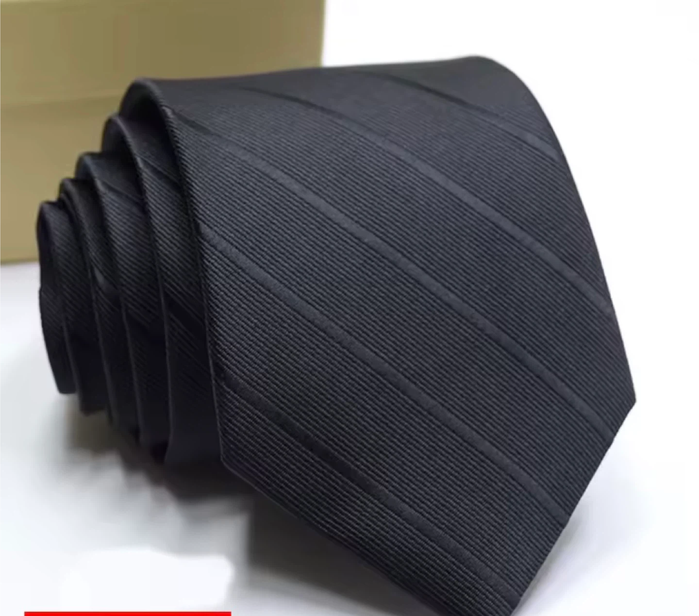 New Black Striped Polyester Tie - 57.5 inch