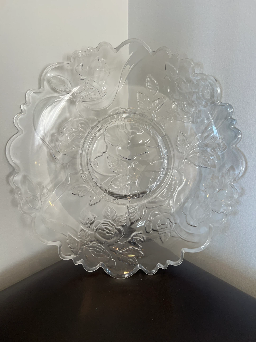 Vintage Clear Glass Floral Serving Platter