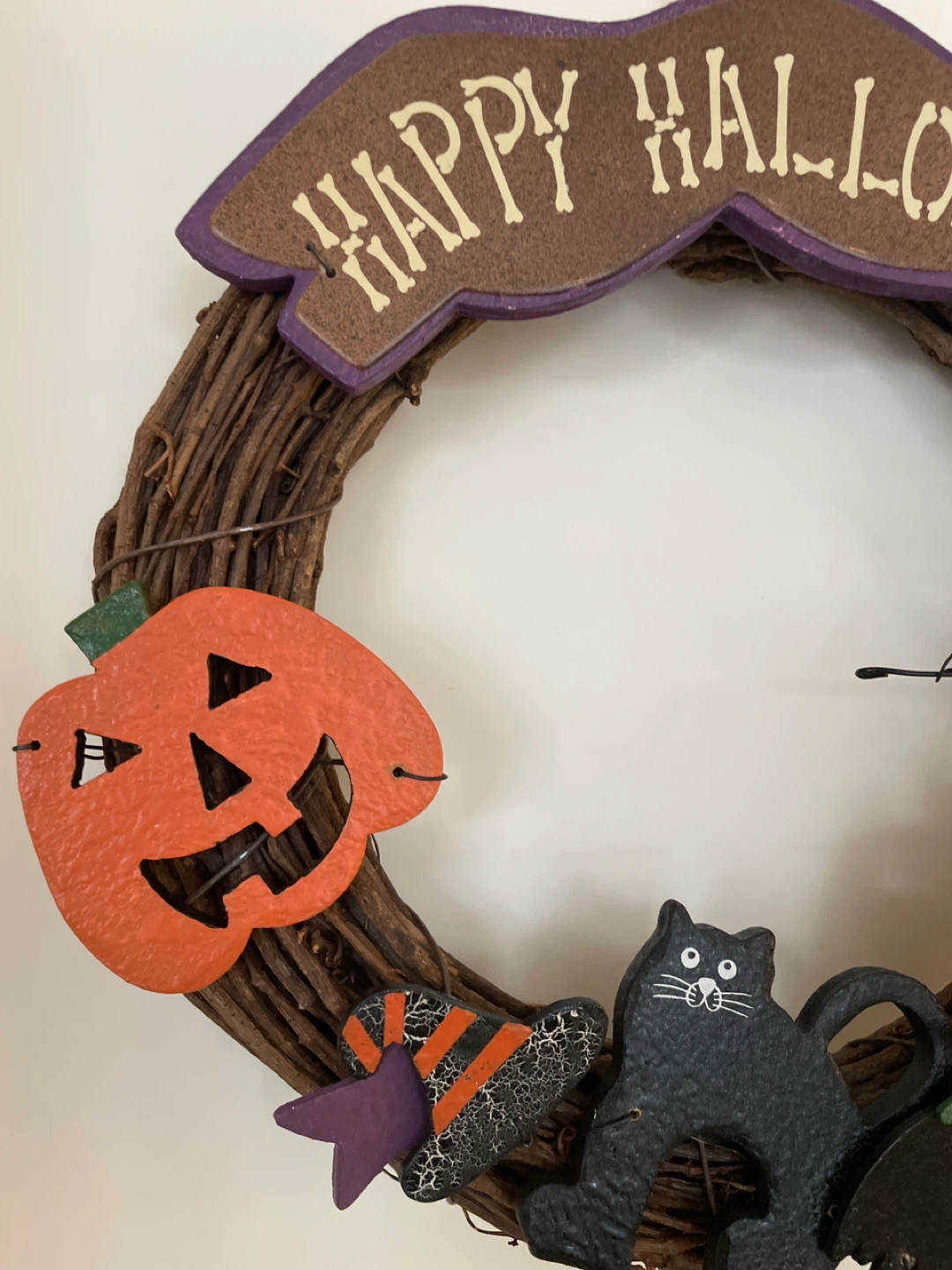 🥕Happy Halloween Wreath with Cat and Pumpkins - photo 2