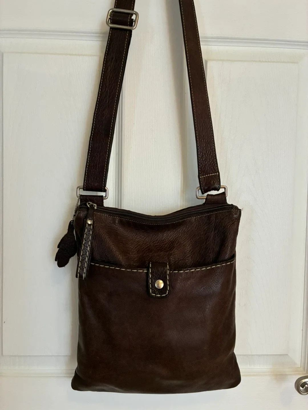 Roots Genuine Leather Brown Crossbody Bag