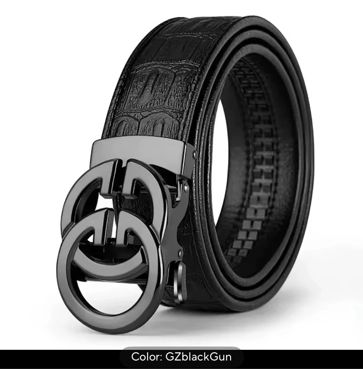 Double Circle Buckle Leather 120cm Belt - Size 33-36 - photo 2