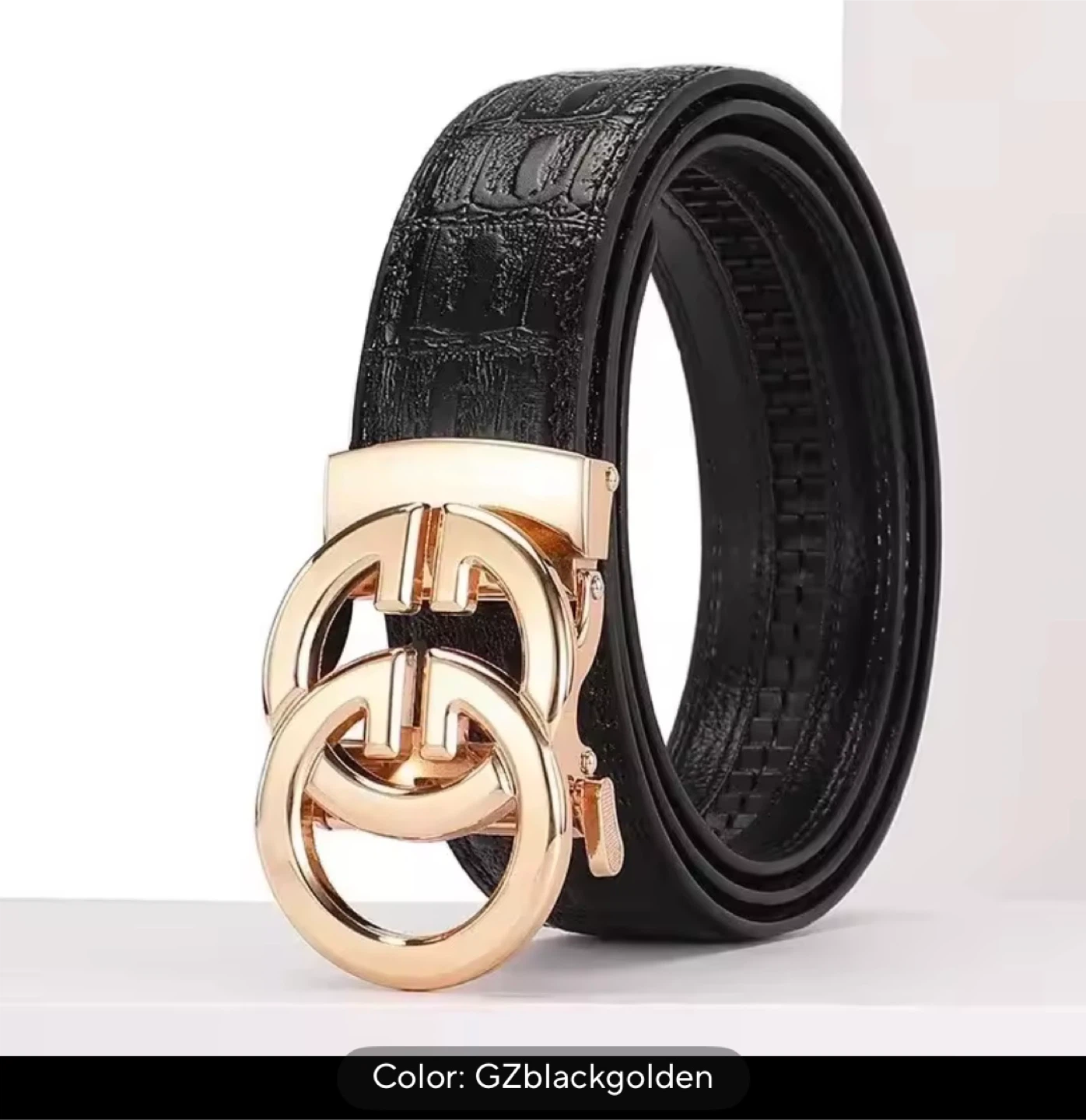 Double Circle Buckle Leather 120cm Belt - Size 33-36
