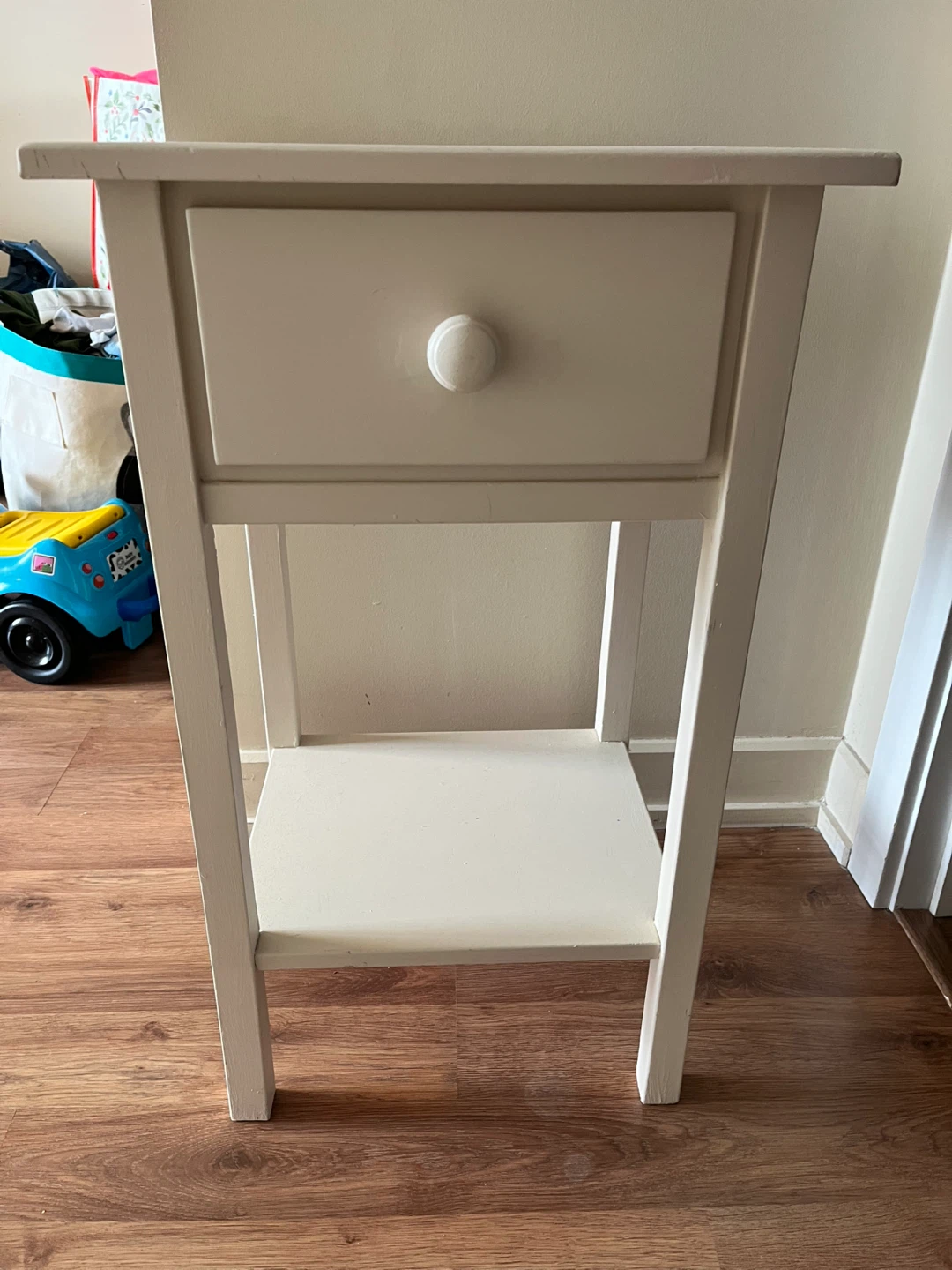 White Bedside Table with Drawer