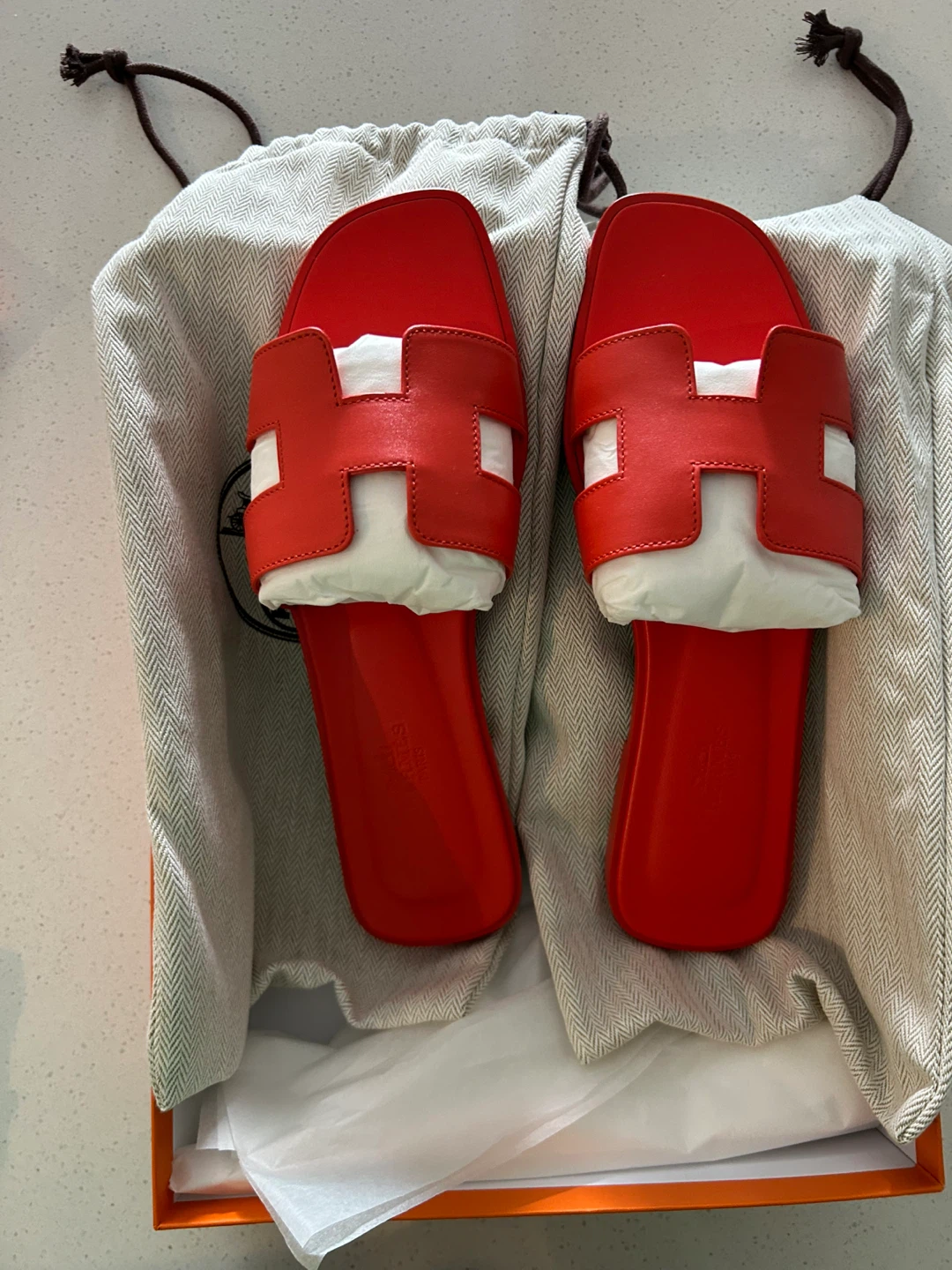 Hermes Oran Sandal Size 38 - Red - photo 3