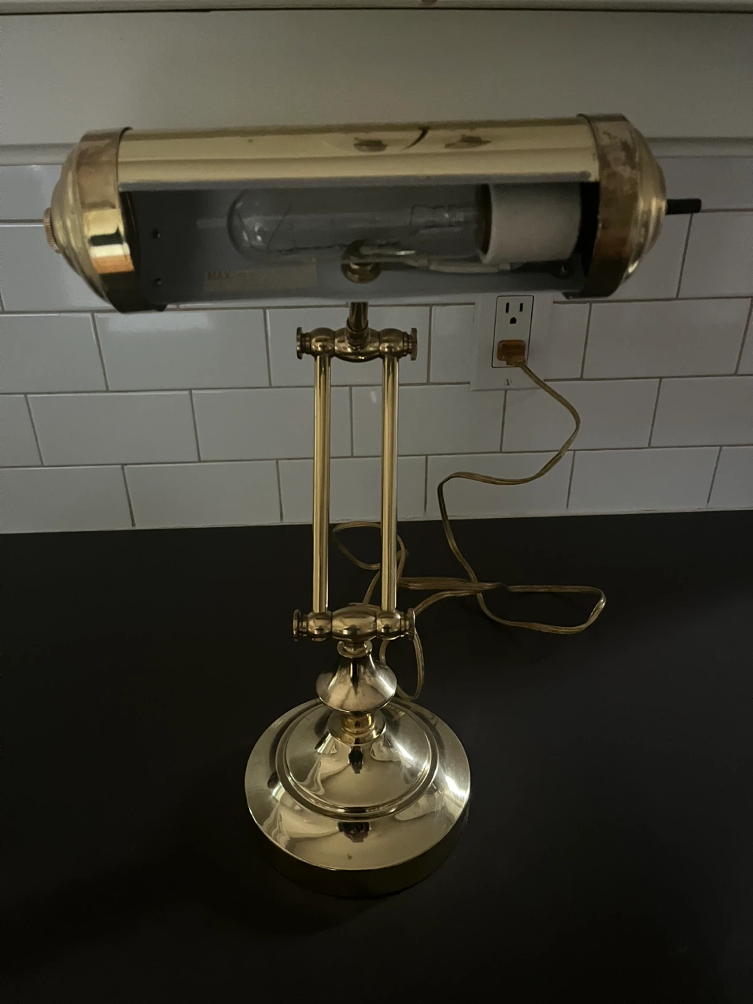Brass Banker's Desk Lamp - photo 4