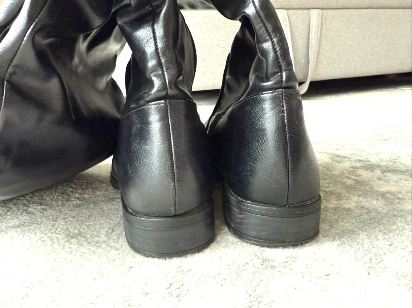 Faux Leather Over-the-knee Black Boots, Size 8 - photo 3