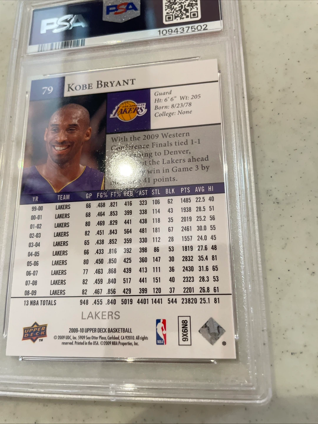 2009 Upper Deck Kobe Bryant Card #79 - Mint Condition! - photo 4