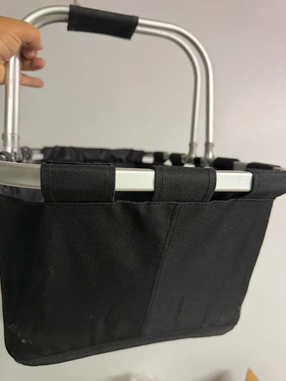 Folding picnic Basket - Black with Silver Frame thumbnail