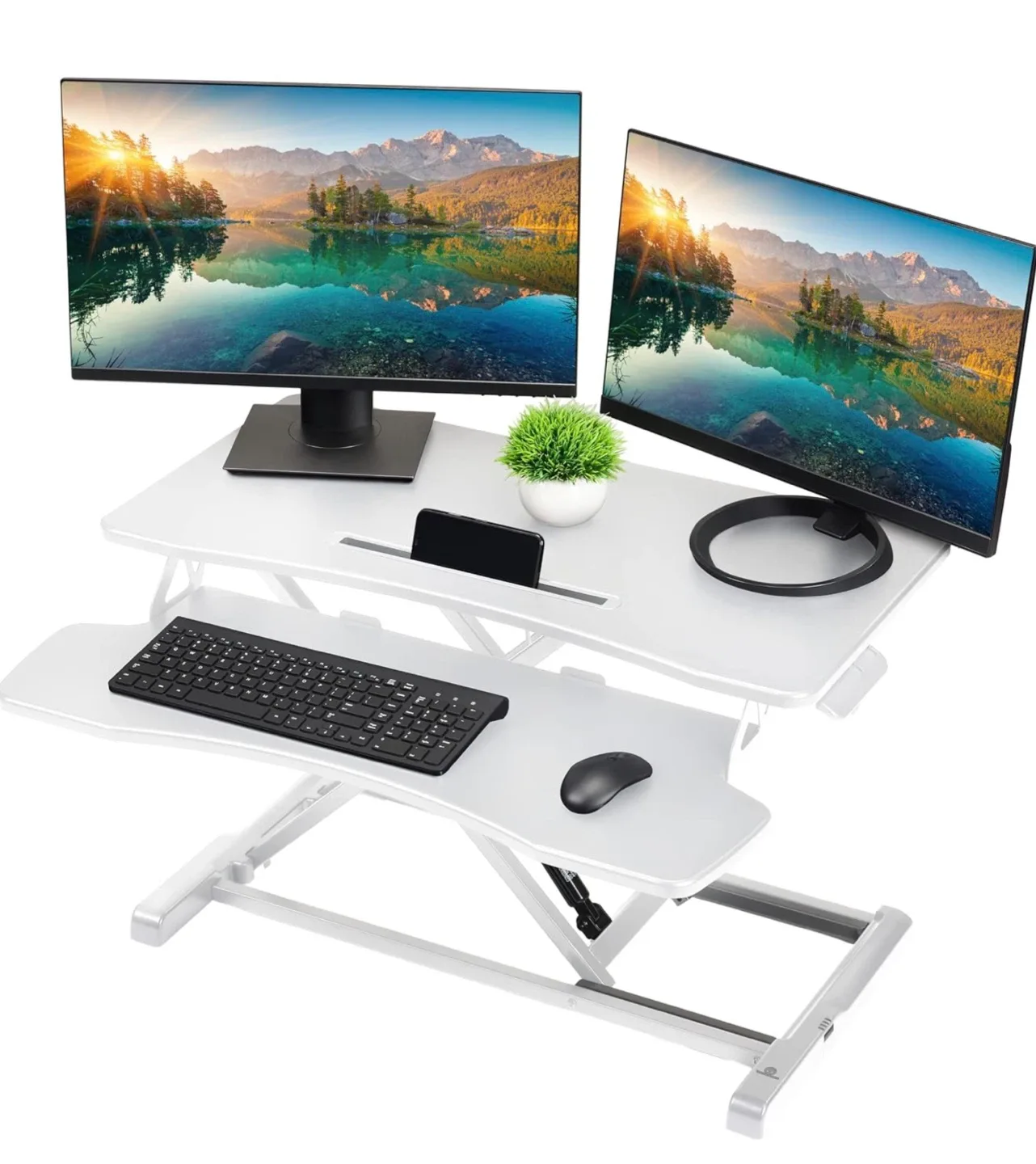 Adjustable Standing Desk Riser - White - Gas Spring Assisted image indicator(2)