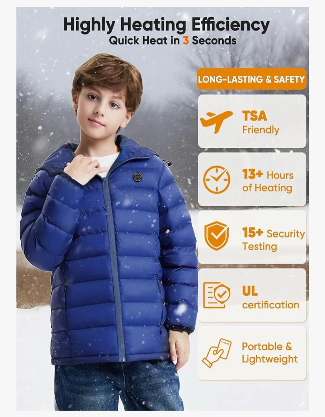 New! Orrnikko Kids Heated Jacket - Blue image indicator(5)