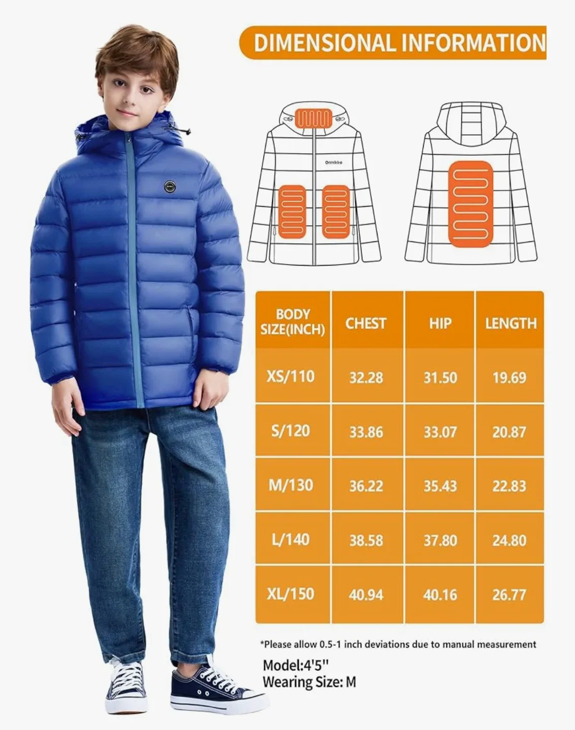New! Orrnikko Kids Heated Jacket - Blue image indicator(7)