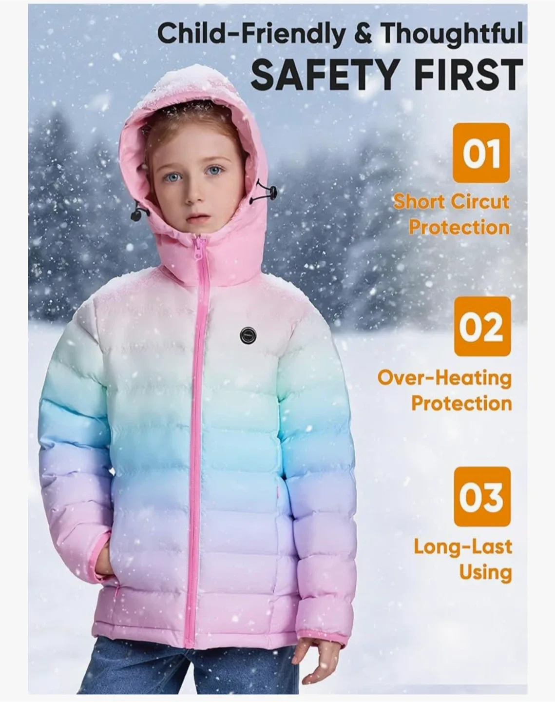 New! ORRNIKKO Kids Heated Jacket - Pink Ombre image indicator(5)