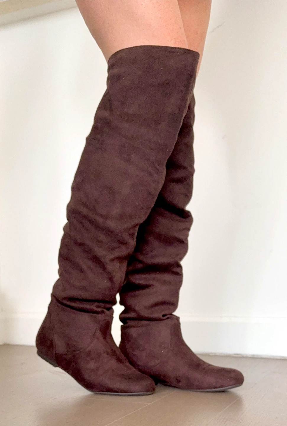 Brown Suede Over-the-Knee Boots, Size 8.5