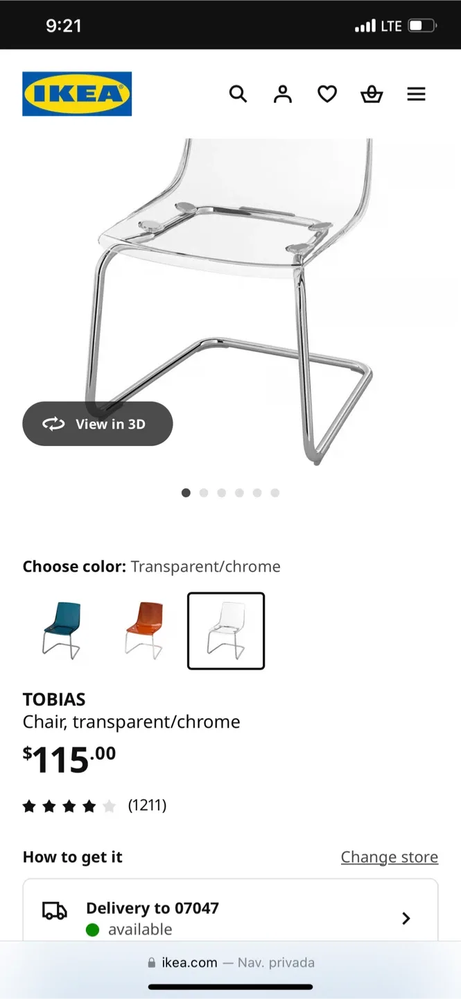2 IKEA TOBIAS Chair - Transparent/Chrome image indicator(2)