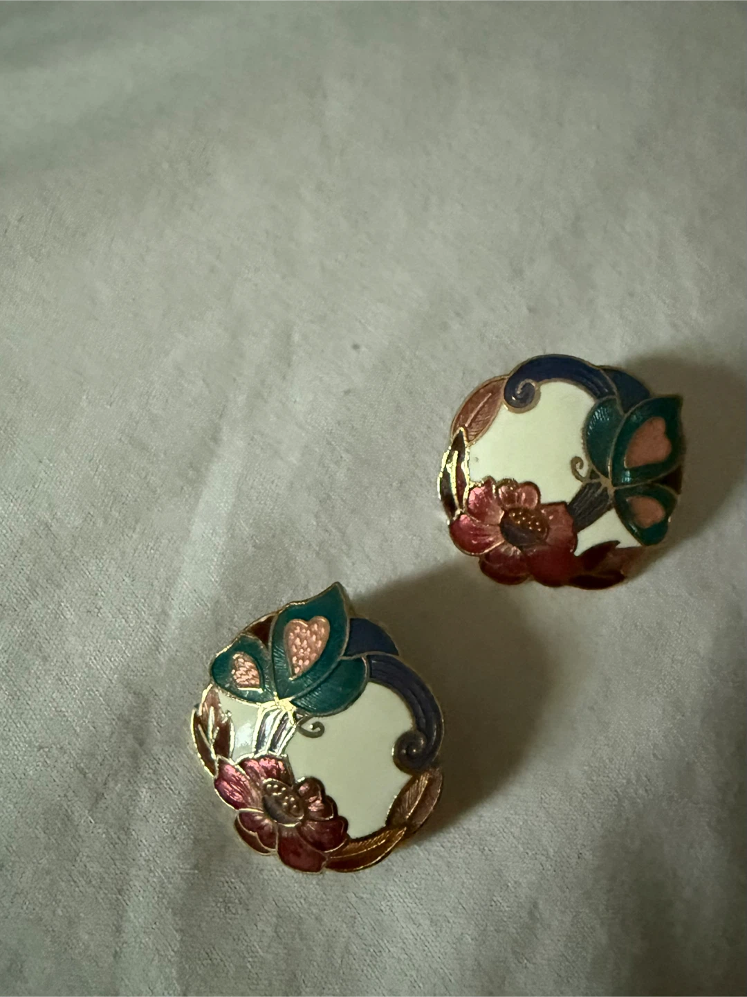 Vintage Butterfly Floral Earrings - photo 2