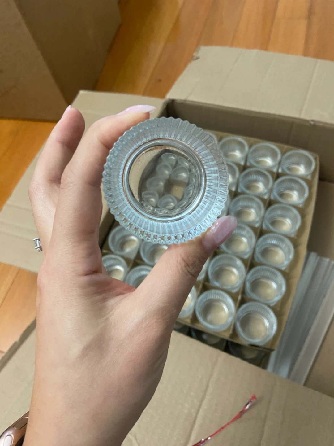 Small Clear Glass Candle Holders (Bulk) - photo 3