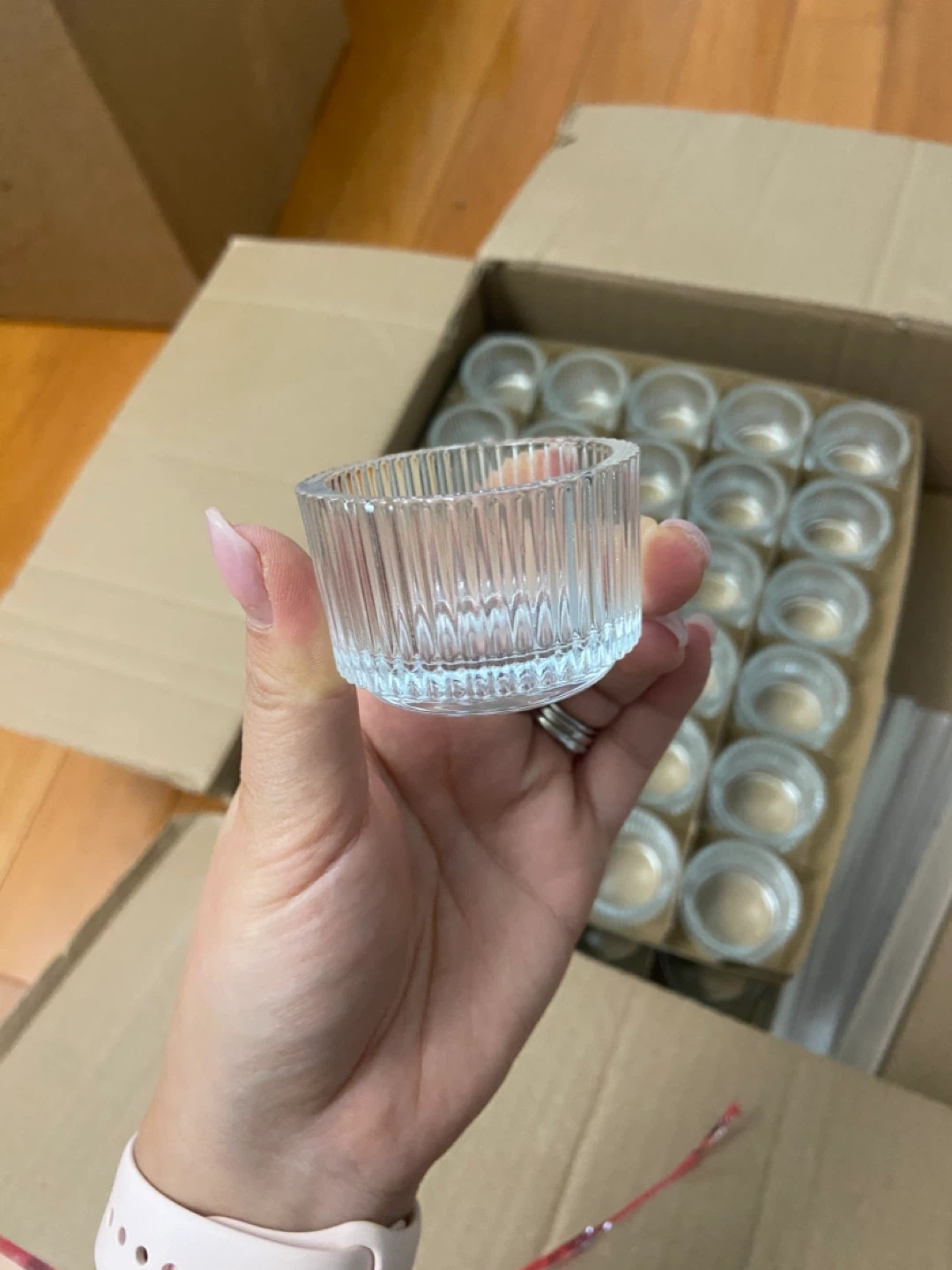 Small Clear Glass Candle Holders (Bulk) - photo 2