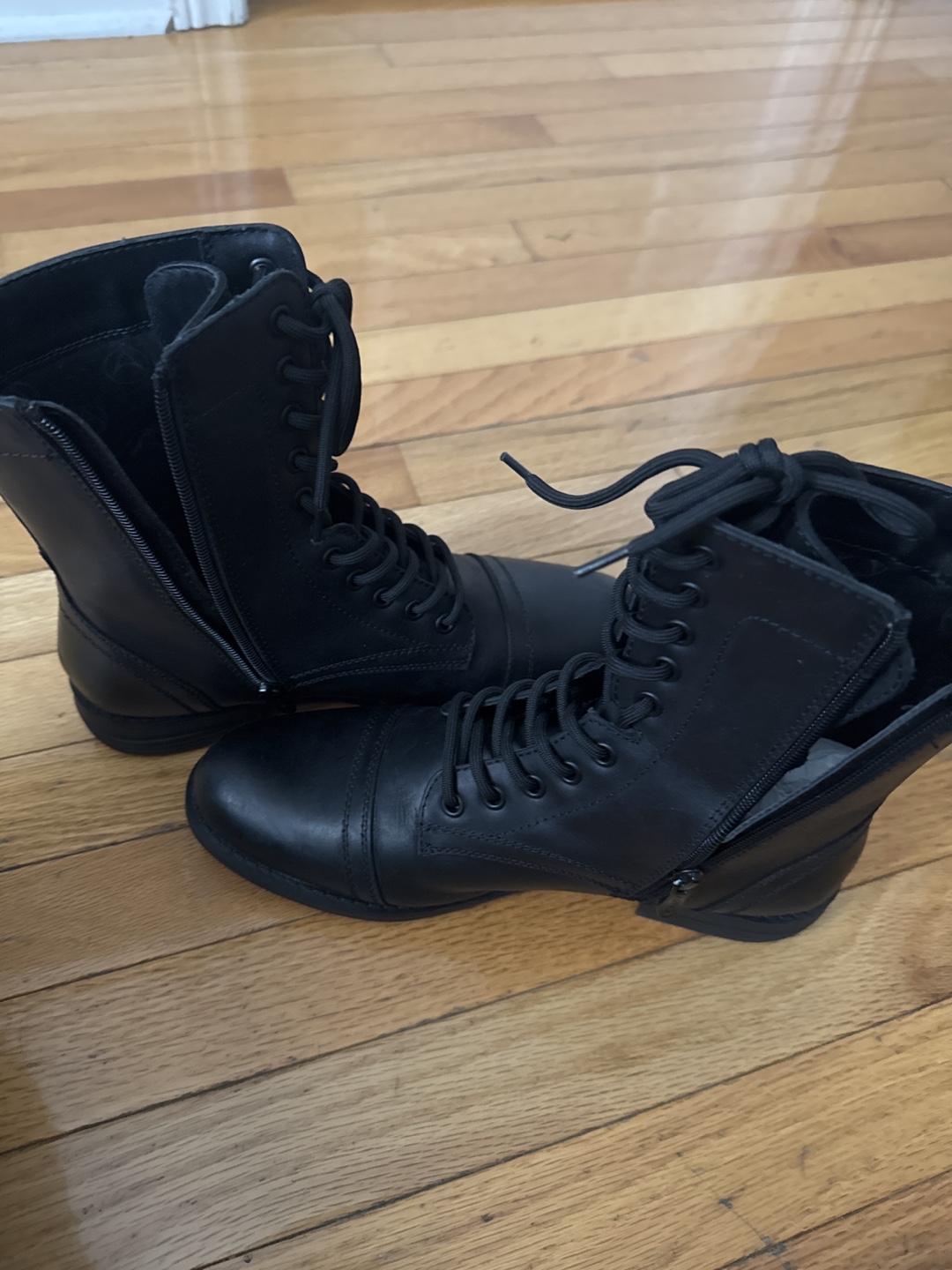 Artica Black Leather Combat Boots - Size 9 - photo 2