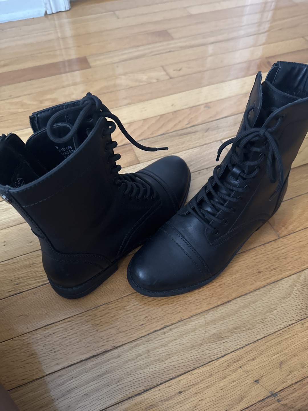 Artica Black Leather Combat Boots - Size 9 - photo 3