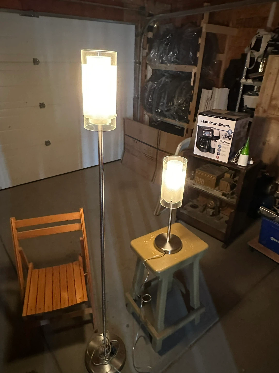 Matching Floor & Table Lamps - Glass & Metal - photo 3