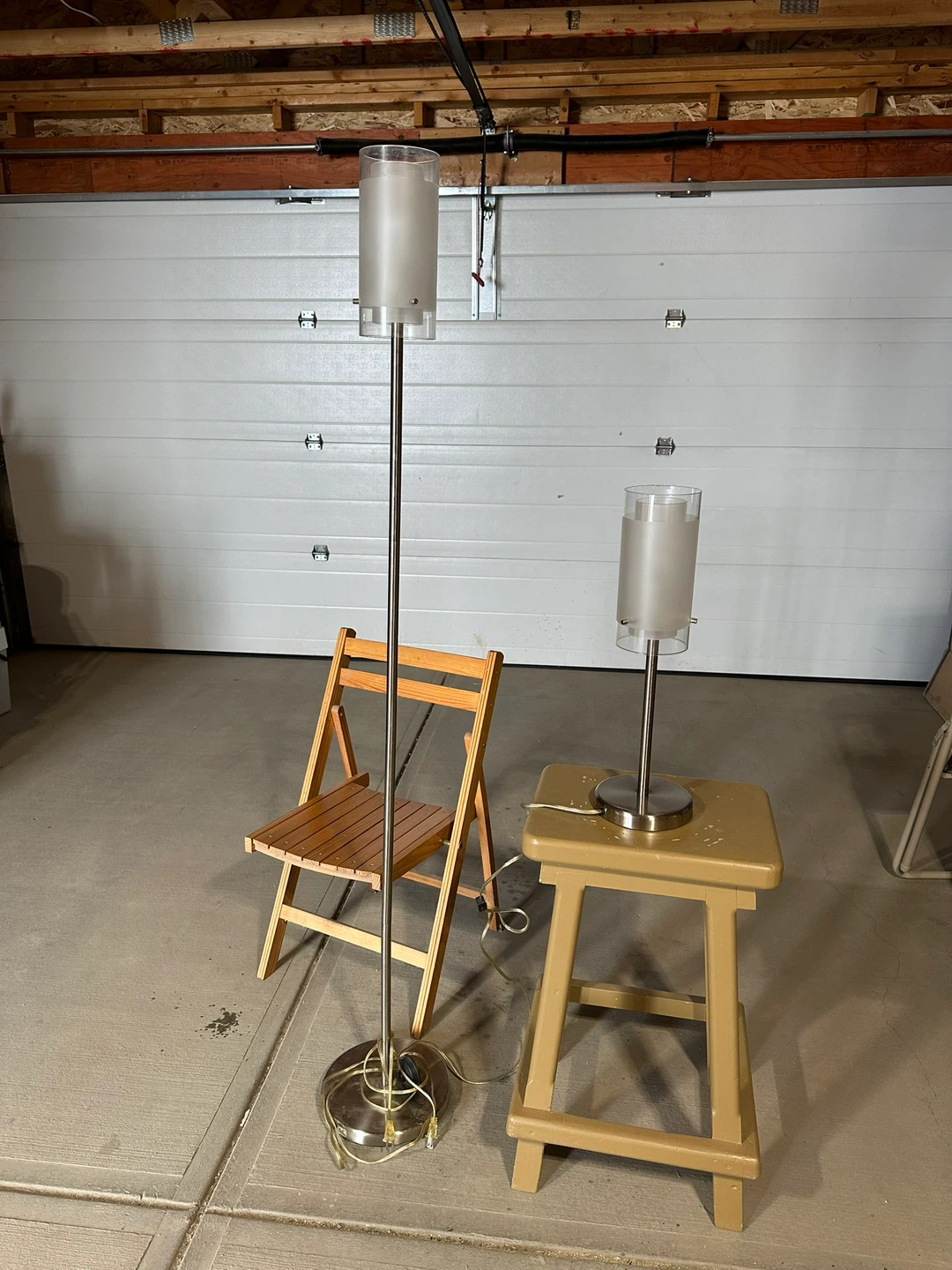Matching Floor & Table Lamps - Glass & Metal