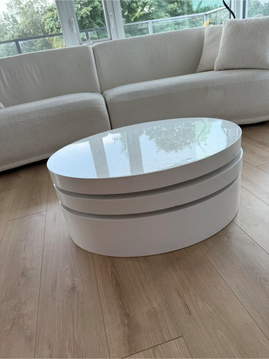 White Boucle Sofa, Armchair, and Coffee Table Set image indicator(2)