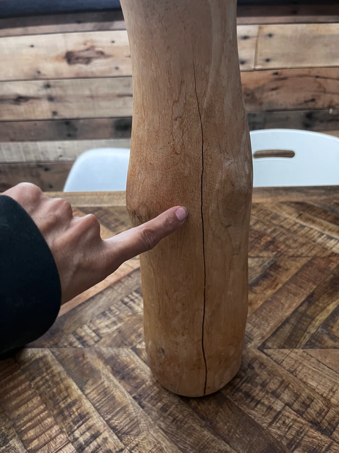 West Elm Wooden Vase🥕 - photo 2