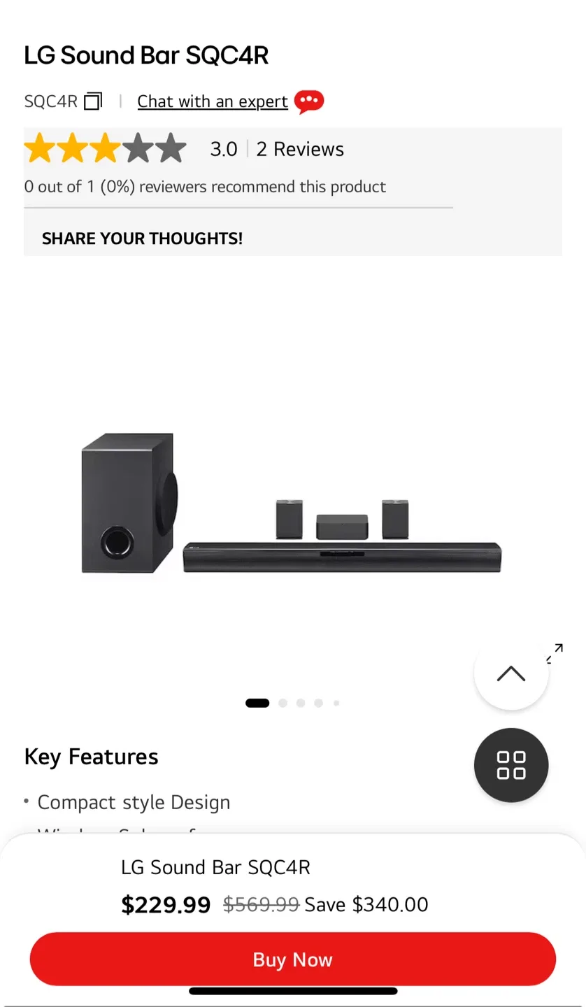 4.1 Surround Sound - LG Sound Bar SQC4R