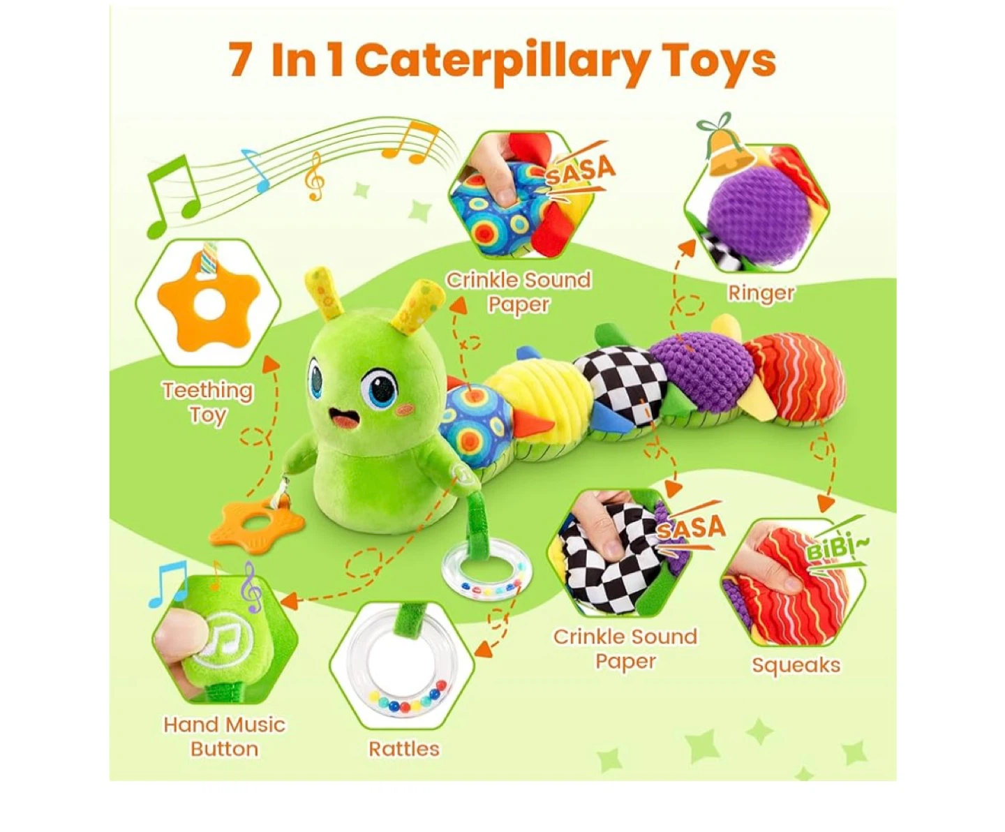 Gogobanova Musical Caterpillar Plush Toy - New! - photo 4
