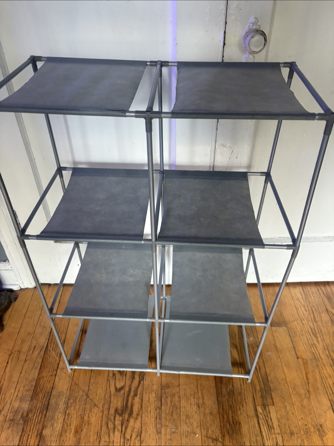 Grey Metal & Canvas Shelf Unit
