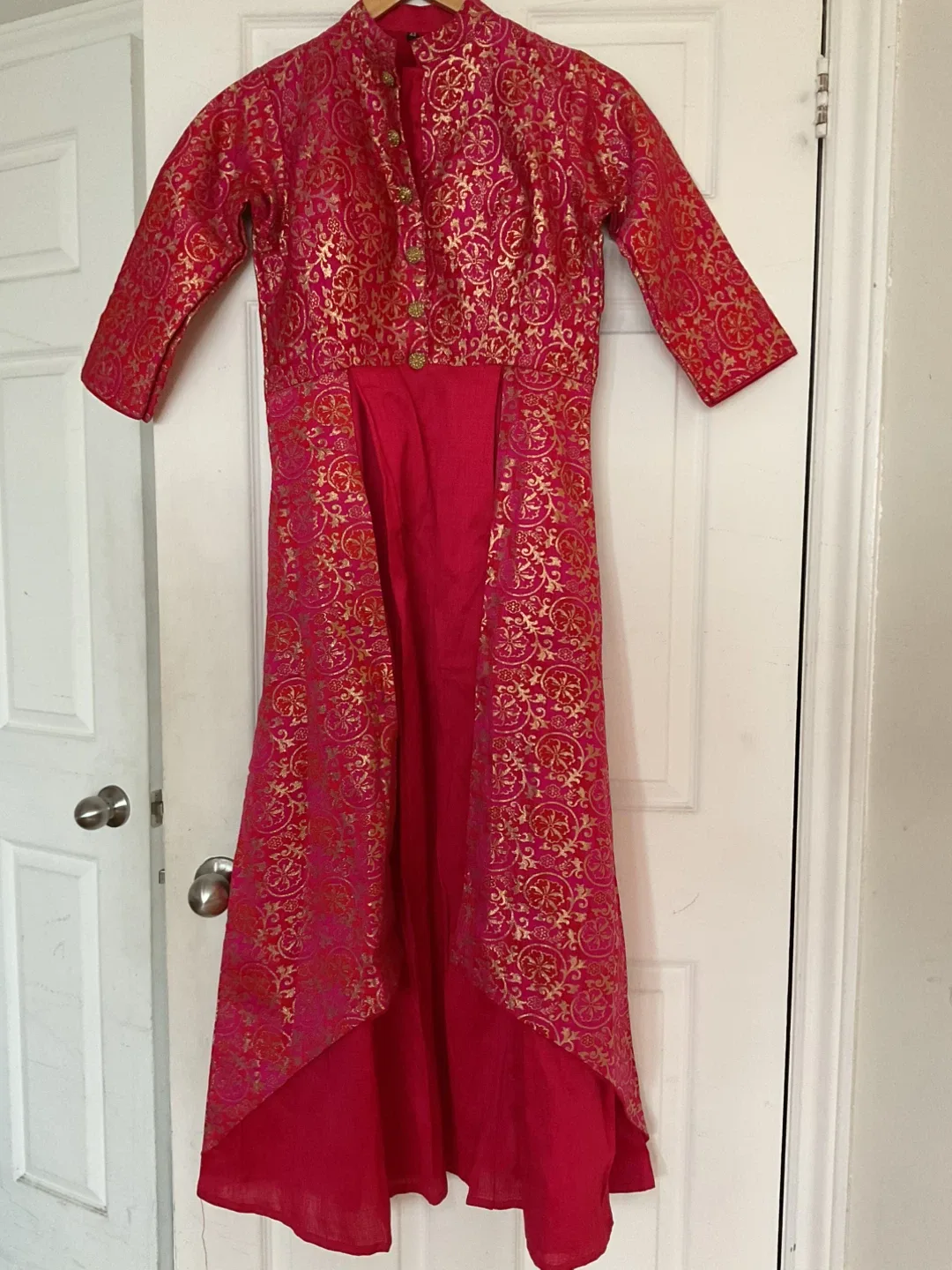 Pink & Gold Patterned Dress thumbnail