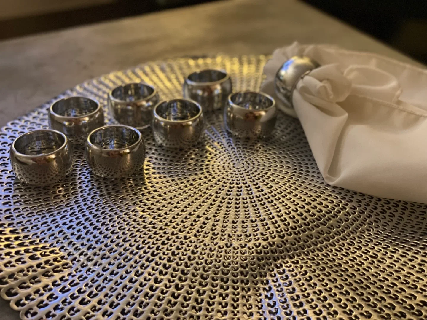 Silver Placemats with Napkin Rings image indicator(2)